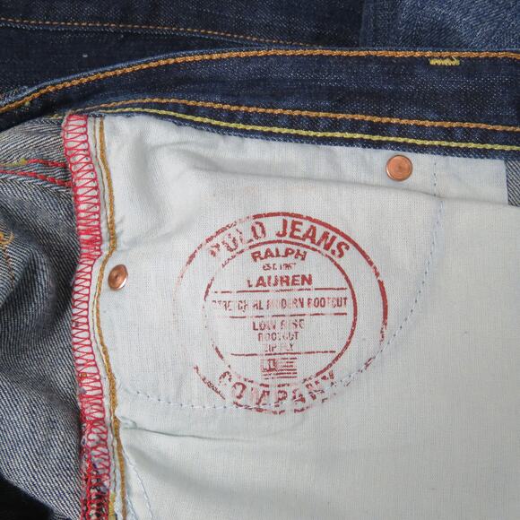 90s Vintage Ralph Lauren Polo Low Rise Dark Wash Bootcut Flared Jeans 30" Retro - Picture 7 of 8